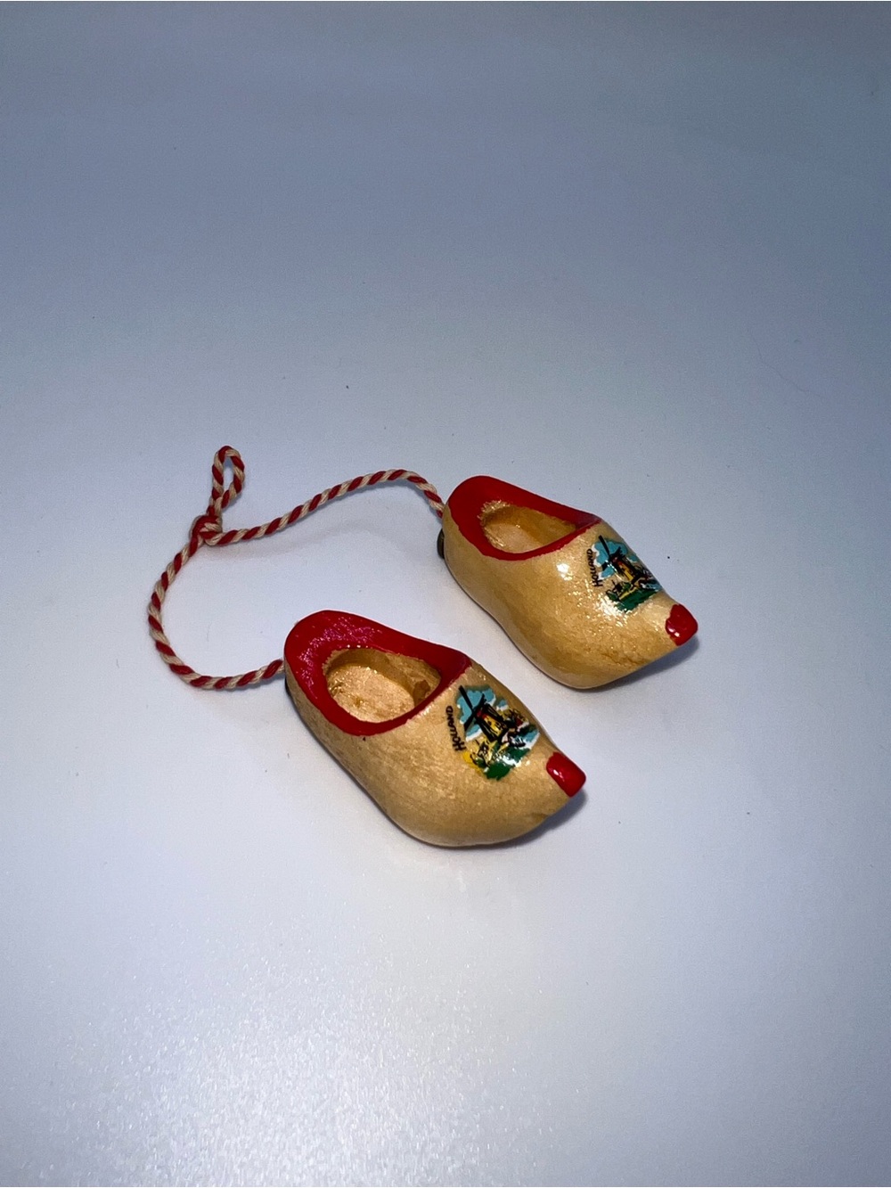 Miniature hand-painted wooden Dutch clogs